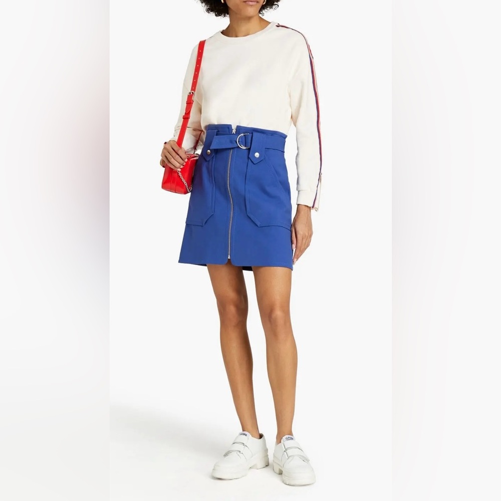 Ba&sh Jupe Walter Belted Stretch-Cotton Mini Skirt